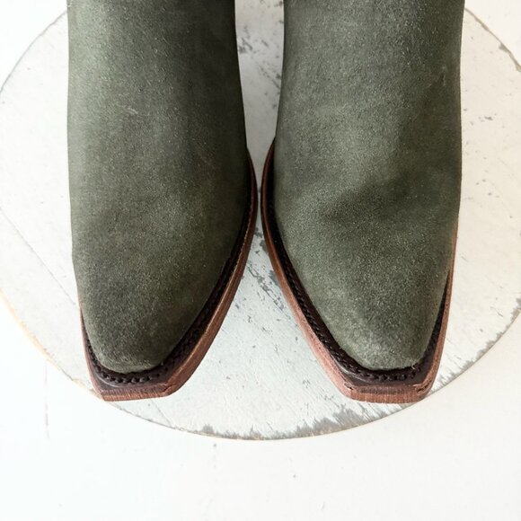 Lane EMMA JANE Womens Cowboy Bootie 9.5 Green Suede Western Cowgirl Ankle Boots - Picture 8 of 14